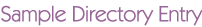 sample directory entry